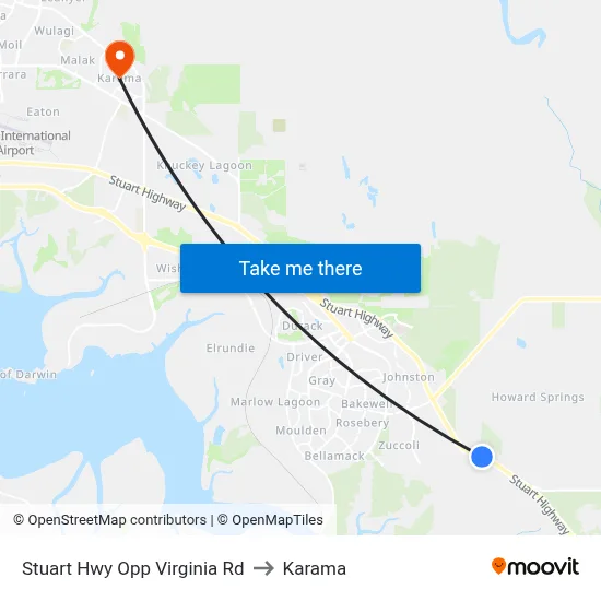 Stuart Hwy Opp Virginia Rd to Karama map