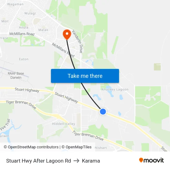 Stuart Hwy After Lagoon Rd to Karama map
