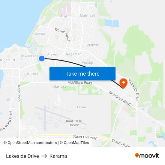 Lakeside Drive to Karama map