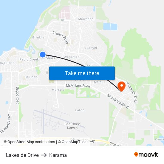 Lakeside Drive to Karama map