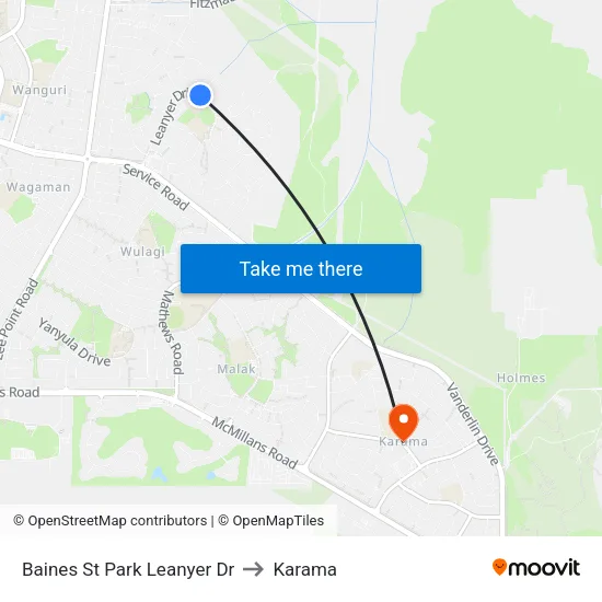 Baines St Park Leanyer Dr to Karama map