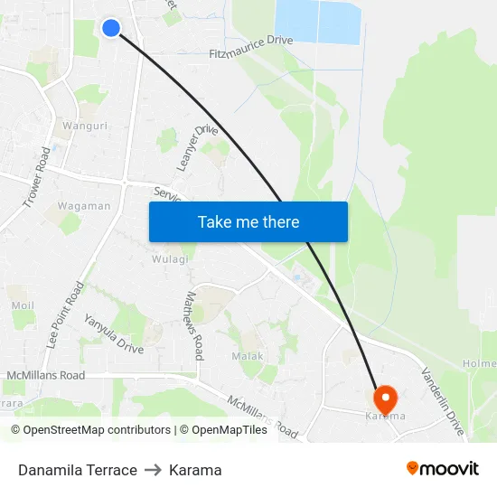 Danamila Terrace to Karama map