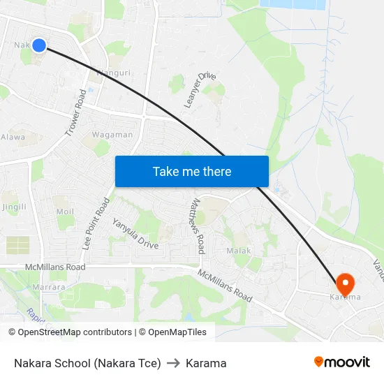 Nakara School (Nakara Tce) to Karama map