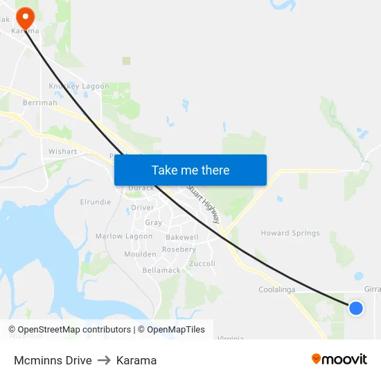 Mcminns Drive to Karama map