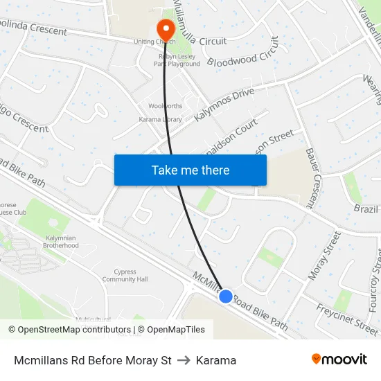Mcmillans Rd Before Moray St to Karama map