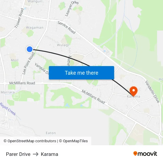 Parer Drive to Karama map