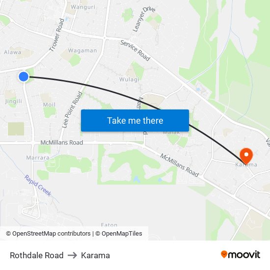 Rothdale Road to Karama map