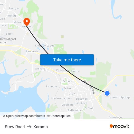 Stow Road to Karama map