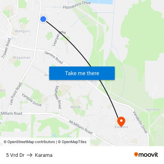 5 Vrd Dr to Karama map