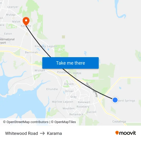 Whitewood Road to Karama map