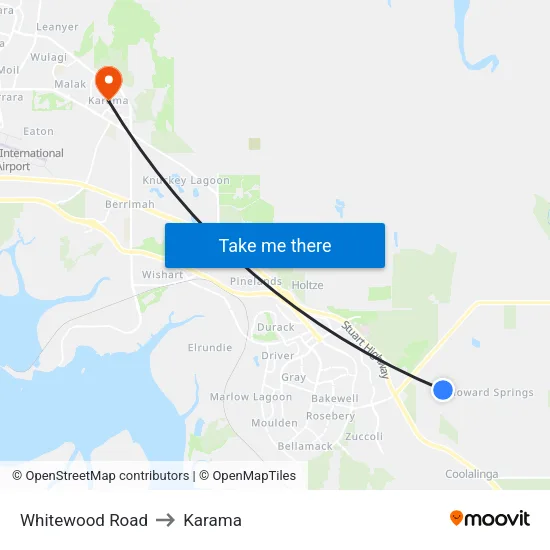 Whitewood Road to Karama map