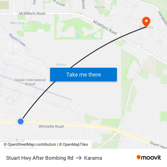 Stuart Hwy After Bombing Rd to Karama map