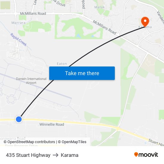 435 Stuart Highway to Karama map