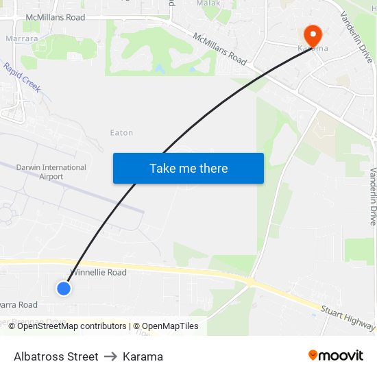 Albatross Street to Karama map