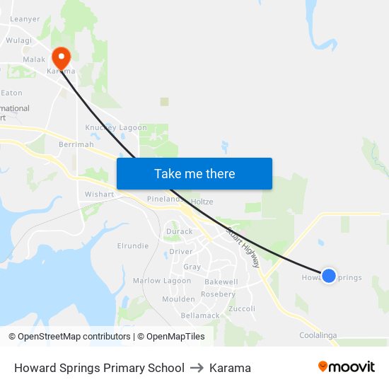 Howard Springs Primary School to Karama map