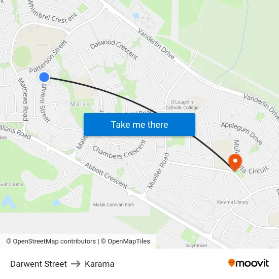 Darwent Street to Karama map