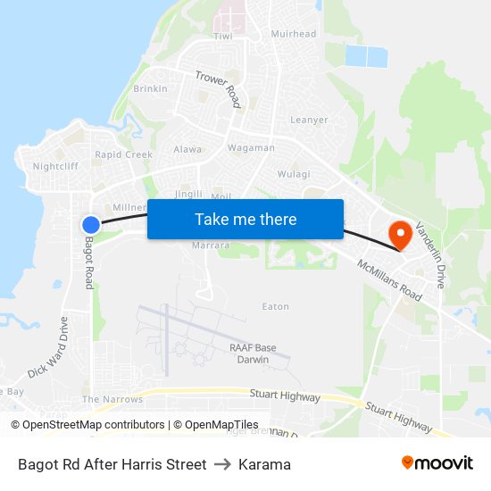 Bagot Rd After Harris Street to Karama map