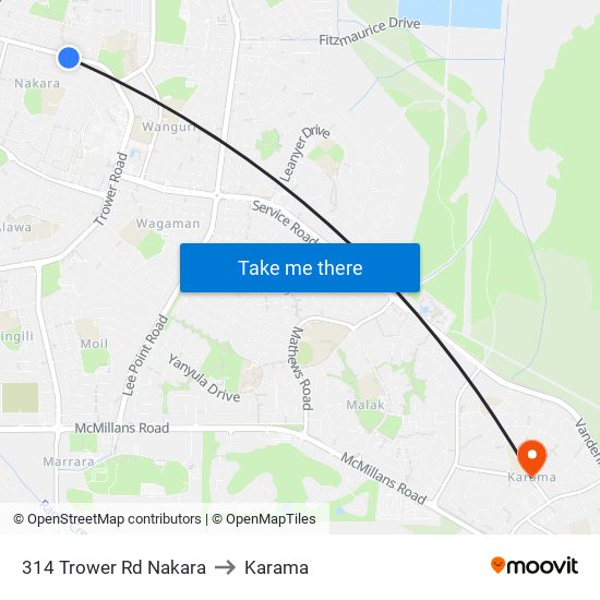 314 Trower Rd Nakara to Karama map