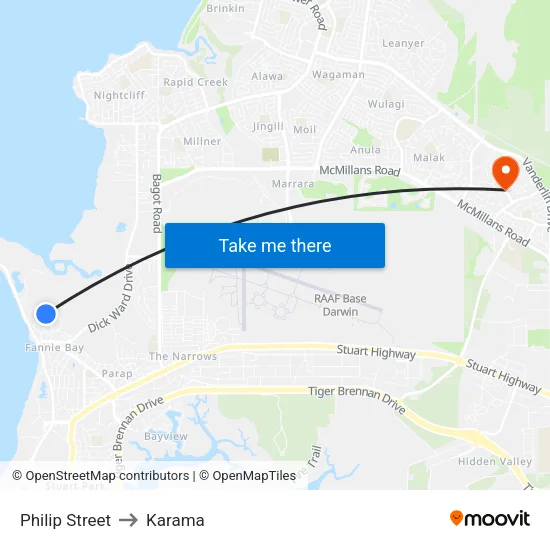 Philip Street to Karama map