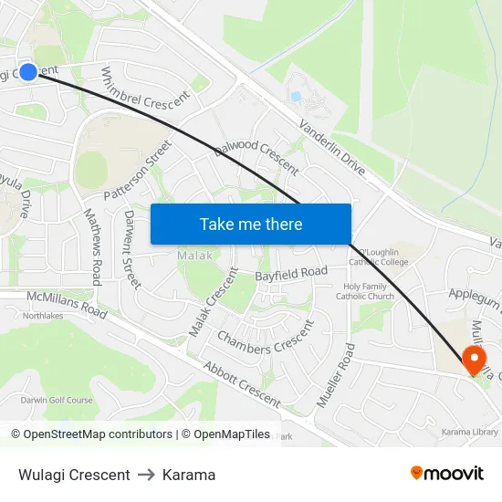 Wulagi Crescent to Karama map