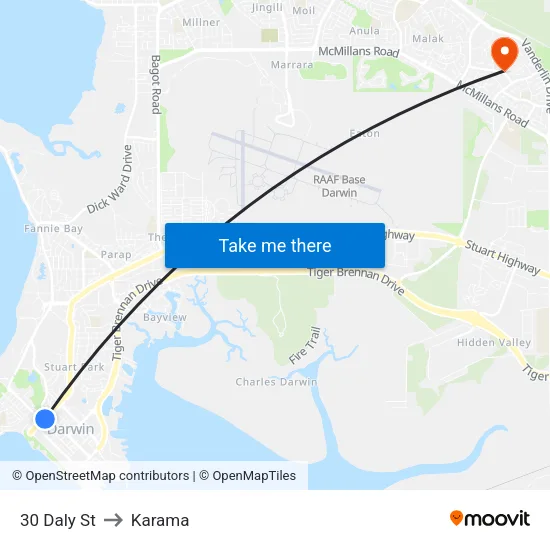30 Daly St to Karama map