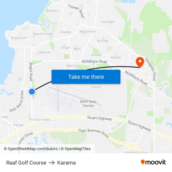 Raaf Golf Course to Karama map