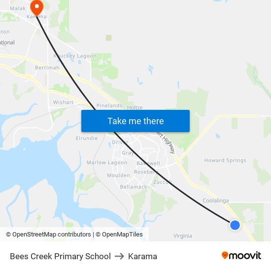 Bees Creek Primary School to Karama map