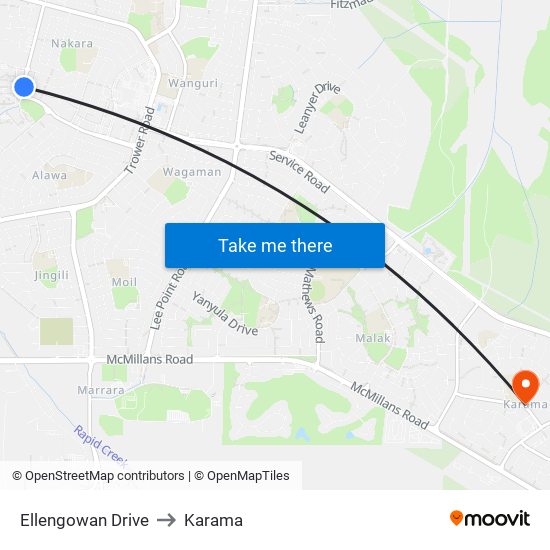 Ellengowan Drive to Karama map