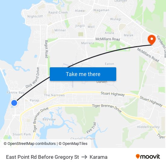 East Point Rd Before Gregory St to Karama map