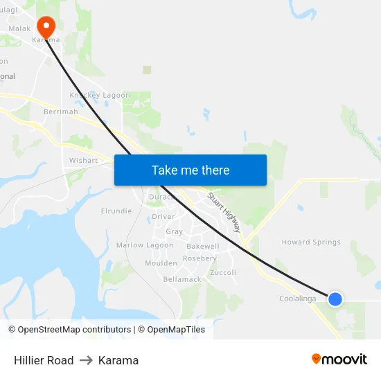 Hillier Road to Karama map