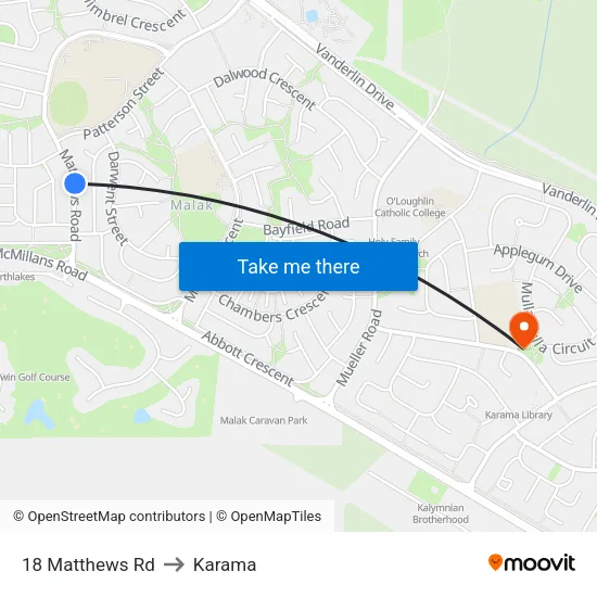 18 Matthews Rd to Karama map