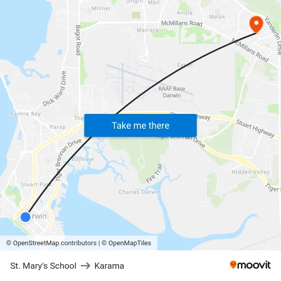 St. Mary's School to Karama map