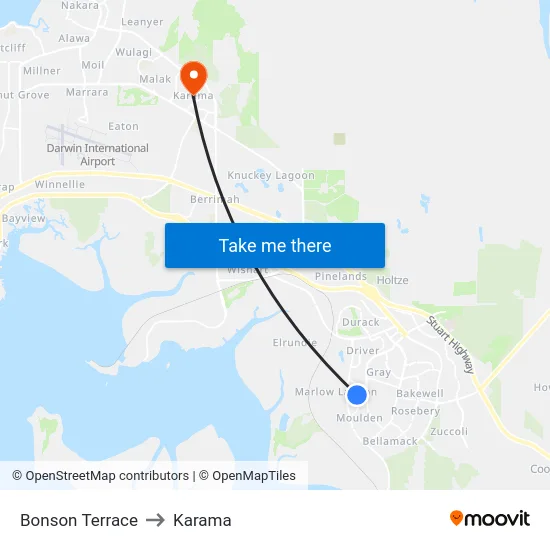 Bonson Terrace to Karama map