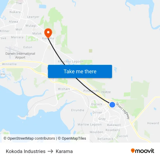 Kokoda Industries to Karama map