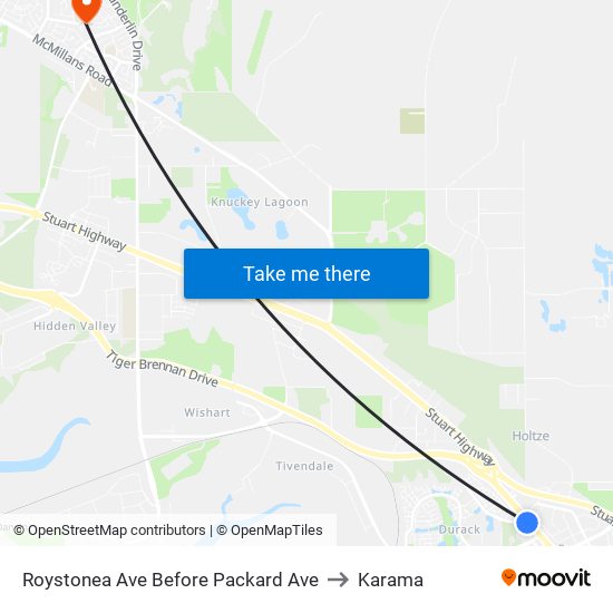 Roystonea Ave Before Packard Ave to Karama map