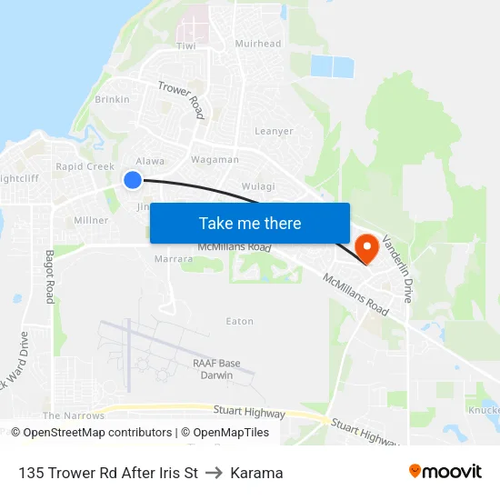 Vanderlin Dve After Stuart Hwy to Karama map