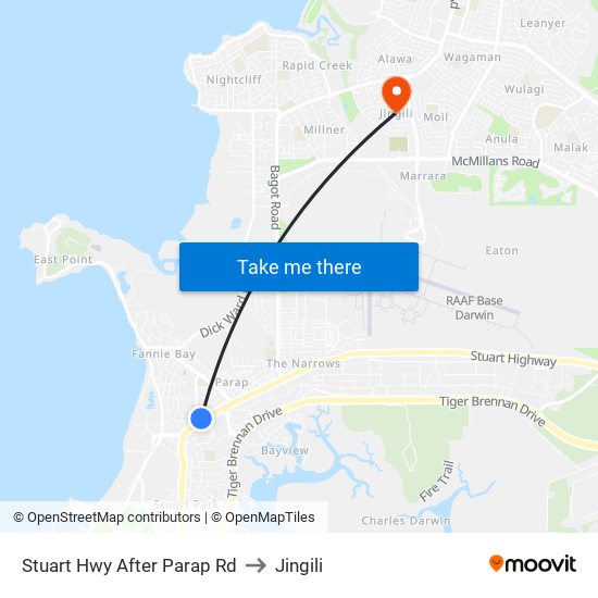 Stuart Hwy After Parap Rd to Jingili map