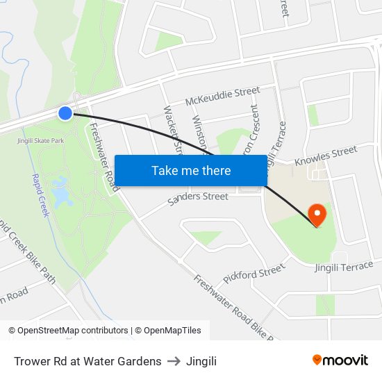 Trower Rd at Water Gardens to Jingili map