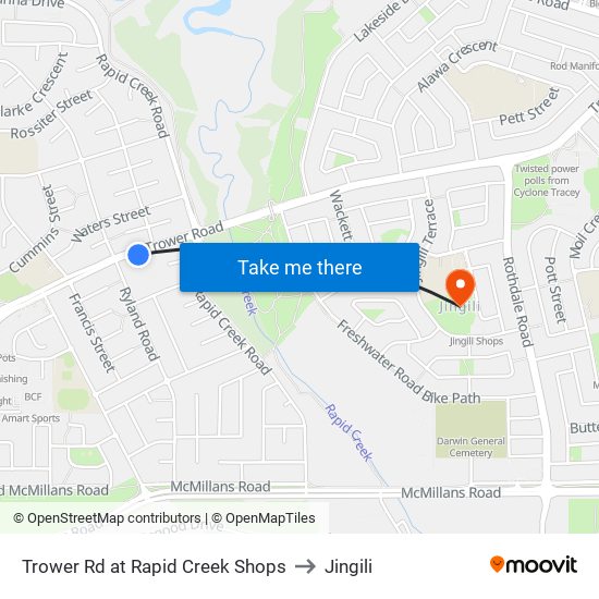 Trower Rd at Rapid Creek Shops to Jingili map