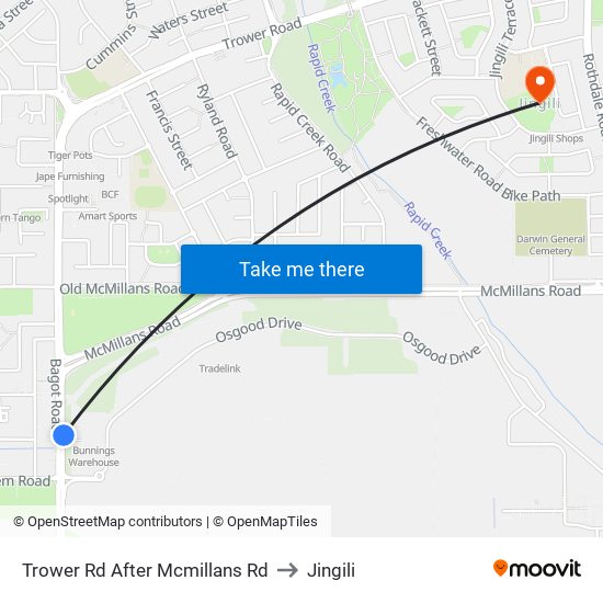 Trower Rd After Mcmillans Rd to Jingili map