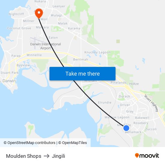 Moulden Shops to Jingili map