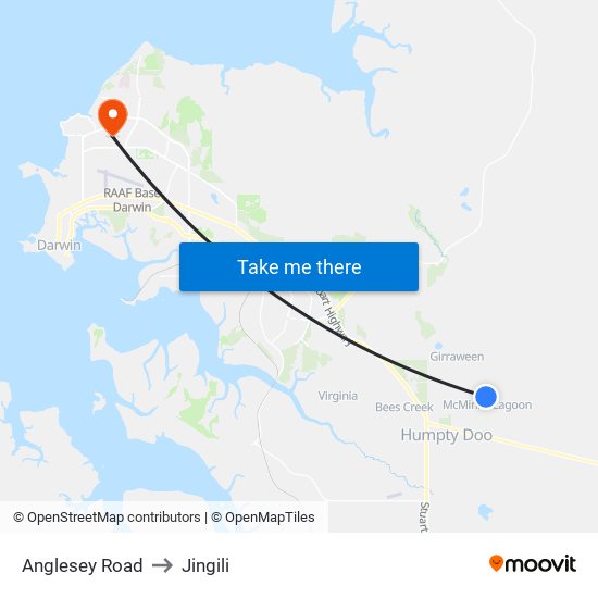 Anglesey Road to Jingili map