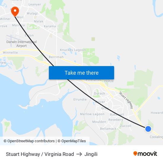 Stuart Highway / Virginia Road to Jingili map