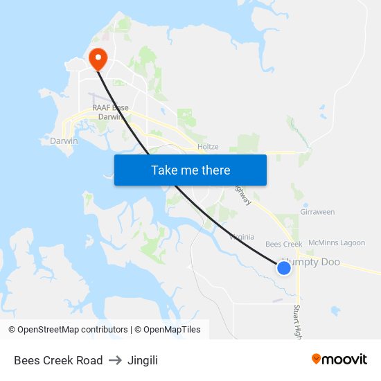 Bees Creek Road to Jingili map