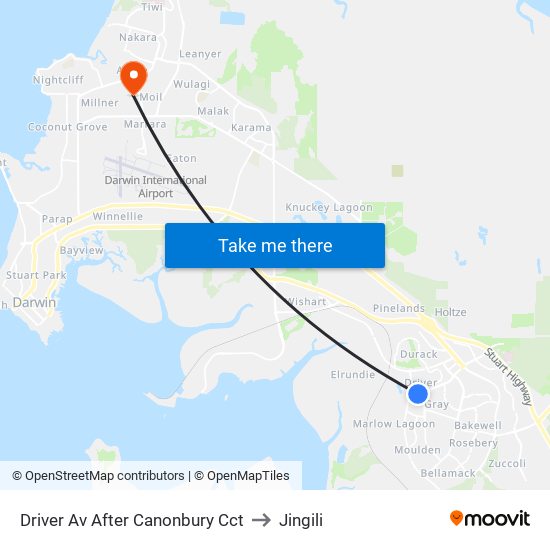 Driver Av After Canonbury Cct to Jingili map