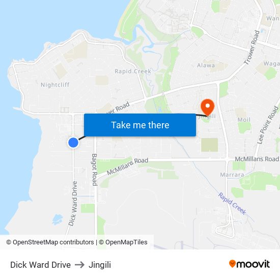 Dick Ward Drive to Jingili map