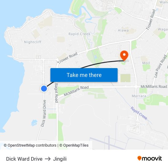 Dick Ward Drive to Jingili map