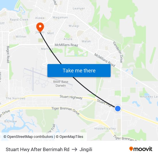 Stuart Hwy After Berrimah Rd to Jingili map