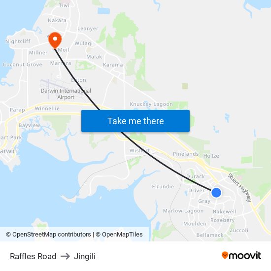 Raffles Road to Jingili map