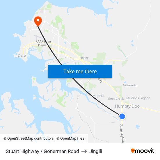 Stuart Highway / Gonerman Road to Jingili map